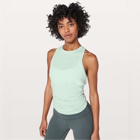 Lululemon All Tied Up Tank Top Mint Green Pima Cotton Yoga Shirt - Picture 11 of 12